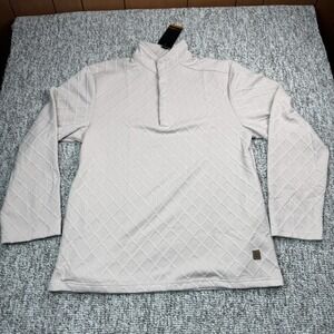 Eighth Avenue Sweater Mens Medium Pullover Long Sleeve 1/4 Snap Beige NWT